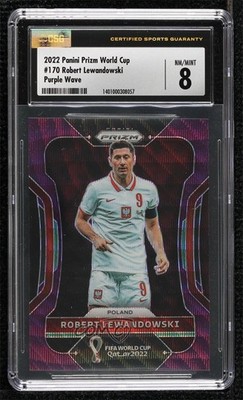 2022 Prizm World Cup Qatar Purple Wave 96/99 Robert Lewandowski #170 CSG 8 07vd
