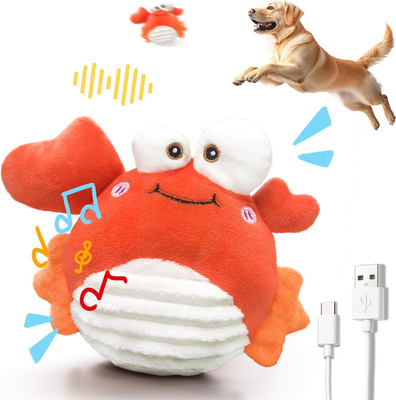 Crab Interactive Dog Toys   Rechargeable Self-Play Toy with Motion-Activated Bal