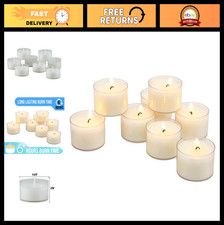 96 Count White Unscented Tea Light Candles - Long Burning 6-7 Hour, Clear Cup