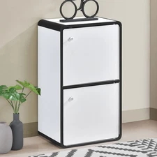 Kings Brand Furniture – Dothan 2-Cubed Closed Bookcase Storage Organizer, White