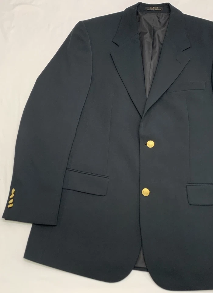 VTG LL Bean Black Micro Polyester Travel Yacht Varsity Blazer w/Gold Buttons 42L - Image 3 of 4