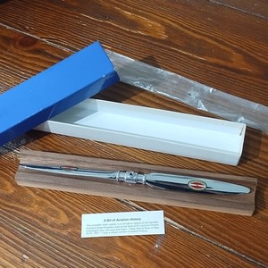 Vintage Std Steel Propeller Co Letter Opener - Spirit of St. Louis w/Stand & Box