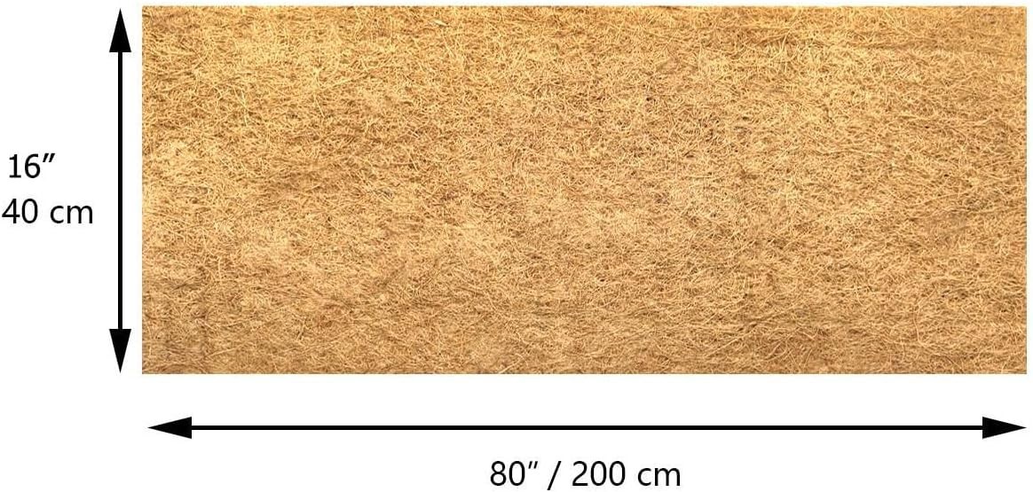Natural Coconut Fiber Mat - 16x80 Inch Liner for Planters & Reptile Bedding