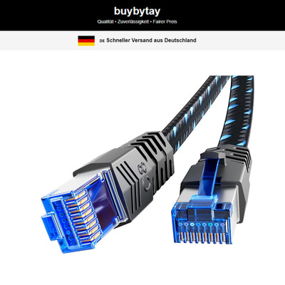 Cat8 Netzwerkkabel 2m, Hochgeschwindigkeit für Router/Gaming, RJ45