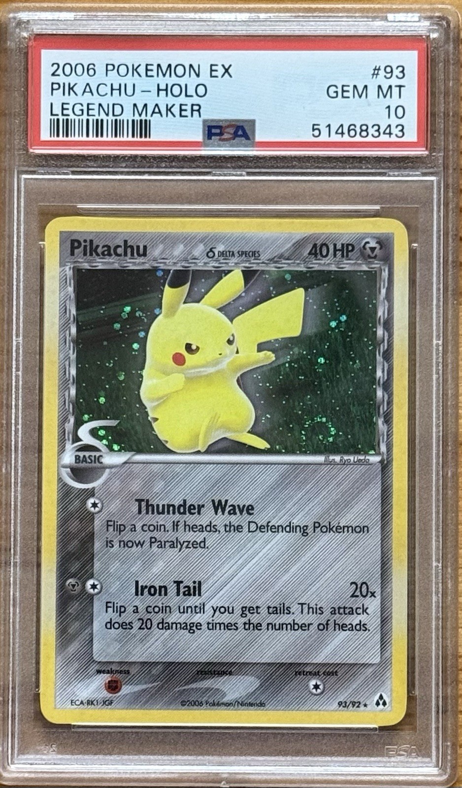 2006 Pokemon EX Legend Maker Pikachu Holo #93 PSA 10 GEM MINT SWIRL 💫