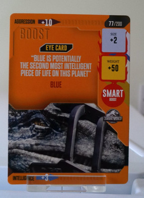 Jurassic World BRÜLLEN! Trading Card Game - Panini.  Nr. 77 AUGENKARTE blau