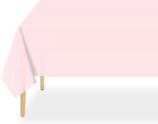 Pink Plastic Table Cloth Disposable 2 Pack, 54 x 108 Inch Tablecloths for Valent