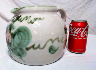 HUGE VINTAGE JOHN B TAYLOR LOUISVILLE STONE WARE HARVEST PITCHER 7'', 16 CUP!