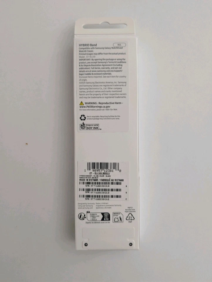 Original Samsung Galaxy Watch8 | Banda Híbrida Clásica M/L Negra NUEVA Sellada en Caja Foto 3 de 4