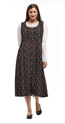 LA CERA Corduroy Calf-Length Shift Dress Womens M Floral Pockets Sleeveless
