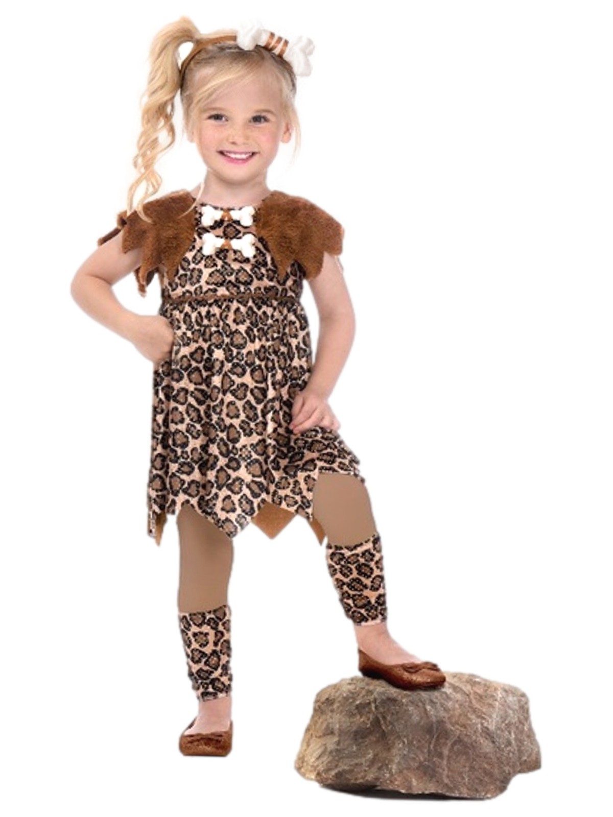 Goodmark Niño Niñas Pequeña Cueva Niña Disfraz Estampado Leopardo Vestido Conjunto 3T-4T