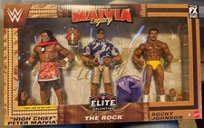 WWE Elite Generations Mavia Legacy The Rock Rocky Johnson Peter 3 PK Figures New