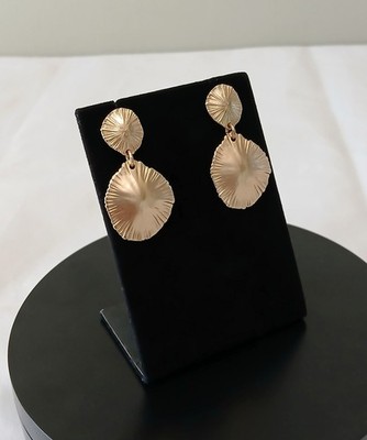 Mid-Century Modern Inspired Sculptural Ripple Drop Earrings  10.5g - 3.5cm