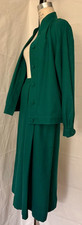 Vtg. Early 1950s GREEN WOOL FLANNEL 2 pc. SUIT, CLASSIC TAILORED, by DOLL HOUSE