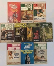 VTG Lot 10 Mike Shayne Girlie Pulp Mystery Brett Halliday Paperbacks 1960s-1970s