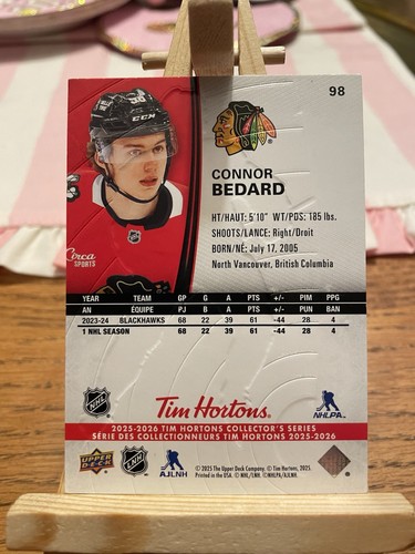 2025-26 Upper Deck Tim Hortons Collector's Series - Connor Bedard #98 - Picture 2 of 2
