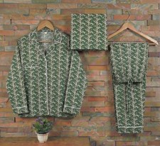Hand Block Print Pajamas, Floral Pure Cotton Pj Set, Indian Nightwear Dress