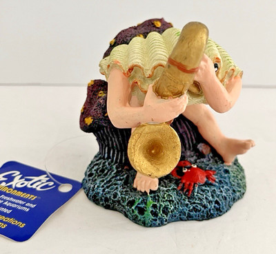 Exotic Environments Conch with Saxophone for Aquariums 3.5'' high x 3.5'' wide NEW
