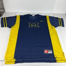 VTG 90s Nike Michigan Wolverines Basketball Warm Up Shirt Extra Extra Large Blue