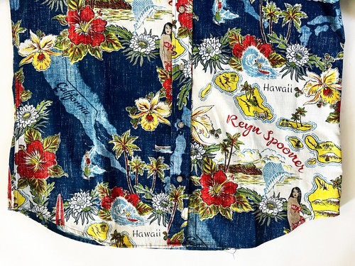 REYN SPOONER TRANSPACIFIC 1940s HAWAIIAN XXL SHORT SLEEVE SHIRT CALIFORNIA MAP - Picture 4 of 18