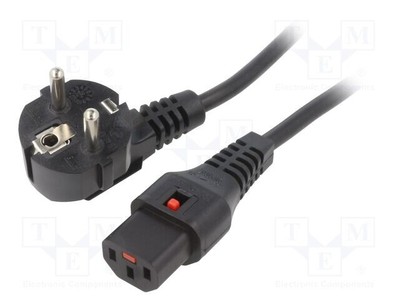 Kabel CEE 7/7 (E/F) wtyk kątowyIEC C13 żeński 15m czarny Z1C2