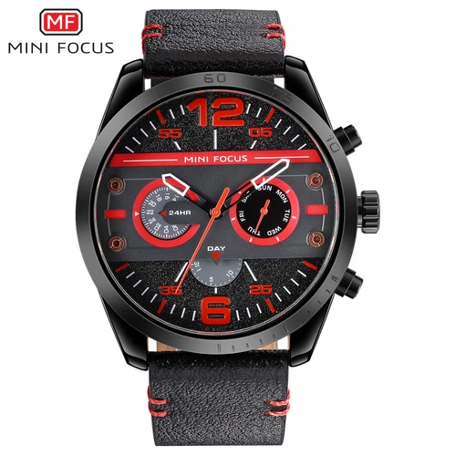 MINI FOCUS Herrenuhr Multifunktion Business Uhren Echtleder Armbanduhr - Bild 10 von 12
