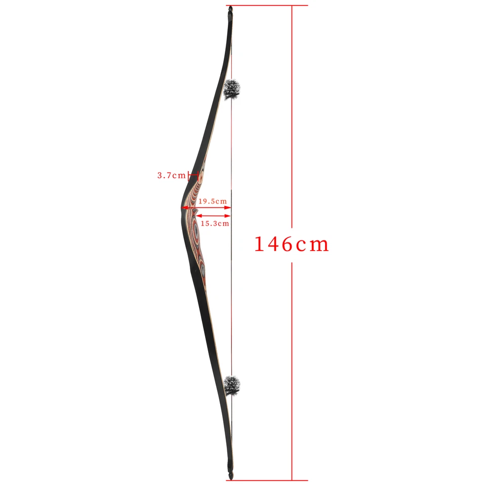 58" Triangle Longbow Traditional Bow 20-50lbs Archery Bamboo Recurve Bow Hunting - Image 2 of 4