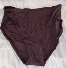 Carmen Marc Valvo Swim Solid High Waist Swimsuit Bikini Bottom S 6 Brown B3