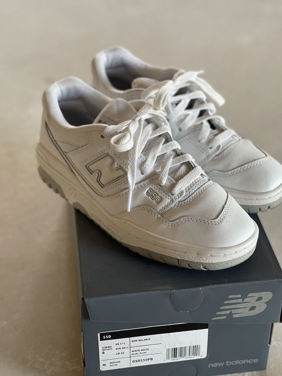 New Balance 550 Kids Youth 6 White/ Gray ((WORN ONCE)) | eBay