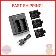 VVHOOY 3 x 1050mAh Rechargeable Action Camera Battery with USB Dual Charger Comp