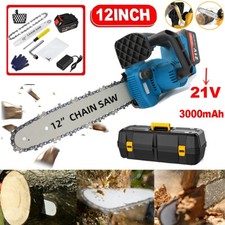 10/12'' 21V Cordless Chainsaw Electric One-Hand Saw Wood Cutter +2 Batteries