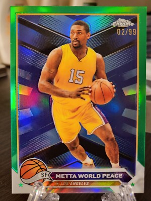2023-24 Topps Chrome Green Refractor #/99 Metta World Peace Lakers #13