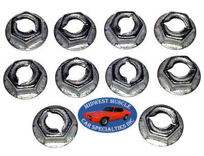 GM GMC Body Fender Door Trim Clip Molding 1/4'' Thread Cutting Stud Nuts 10pcs O