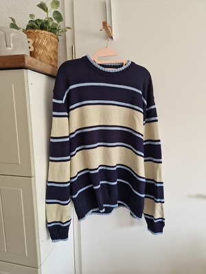 Vintage Pullover Herren Gr 54 L Streifen Enzo Lorenzo Pulli Strick Sweater 90s