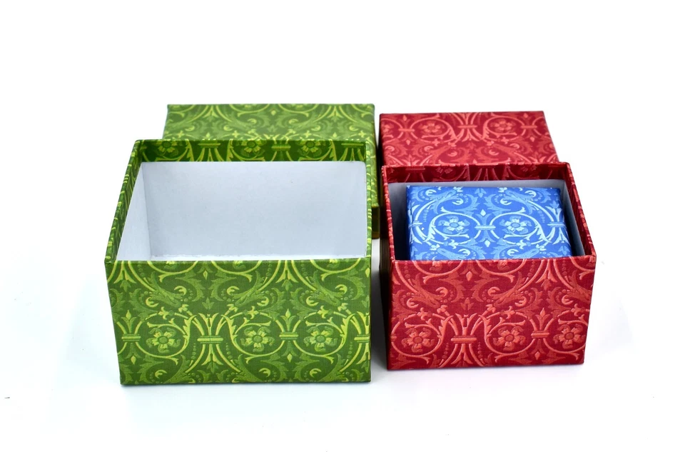 Decorative Floral Nesting Storage Box Set,3x,Green Box,Red Box,Blue Box - Image 3 of 4