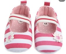 Scarpette Neonata a righe rosa e bianche