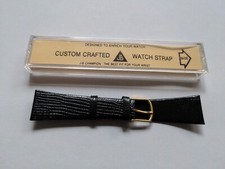 JB Champion Vintage NOS Unused Black Leather Watch Band Gold 13/16 20.65mm 21mm
