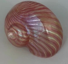 Carl Radke, Favrile Ruby Optic Swirl Shell Signed Carl Radke