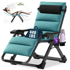 Adjustable Zero Gravity Chair w/ Ergonomic Design, Portable Folding Chaise Chair