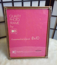 VINTAGE PHOTO FRAME 8 X 10 PICTURE FRAME GOLD METAL  BROWN MCM EASEL