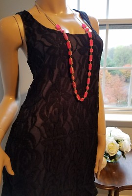$159 BOSTON PROPER LBD Black Lace Babydoll Tunic Tank Dress 4 6 8 10 12 S M NEW
