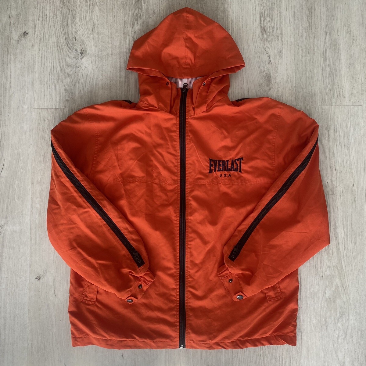 Vintage Everlast USA Sports Windbreaker Hooded Spray Jacket Orange