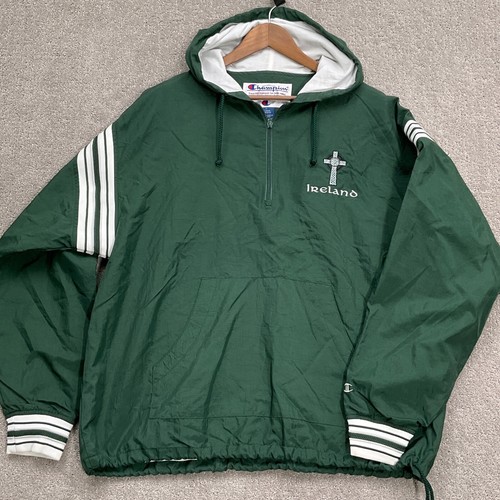 Champion Jacke Herren L grün IRLAND Pullover Celtic Cross Hoodie Nylon