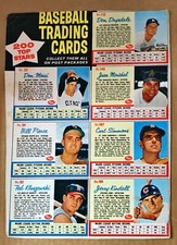 1962 POST CEREAL COMPLETE 7 CARD PANEL WITH DON DRYSDALE AND JUAN MARICHAL