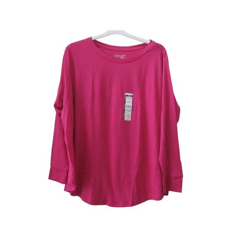 NWT TERRA & SKY Elegant Pink Crew Neck Long Sleeve Semi Fitted T-Shirt Top Sz 2X