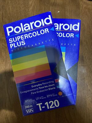 NEW Lot of 2 Polaroid Supercolor Plus Blank Videocassette Vhs Tape T-120 Sealed