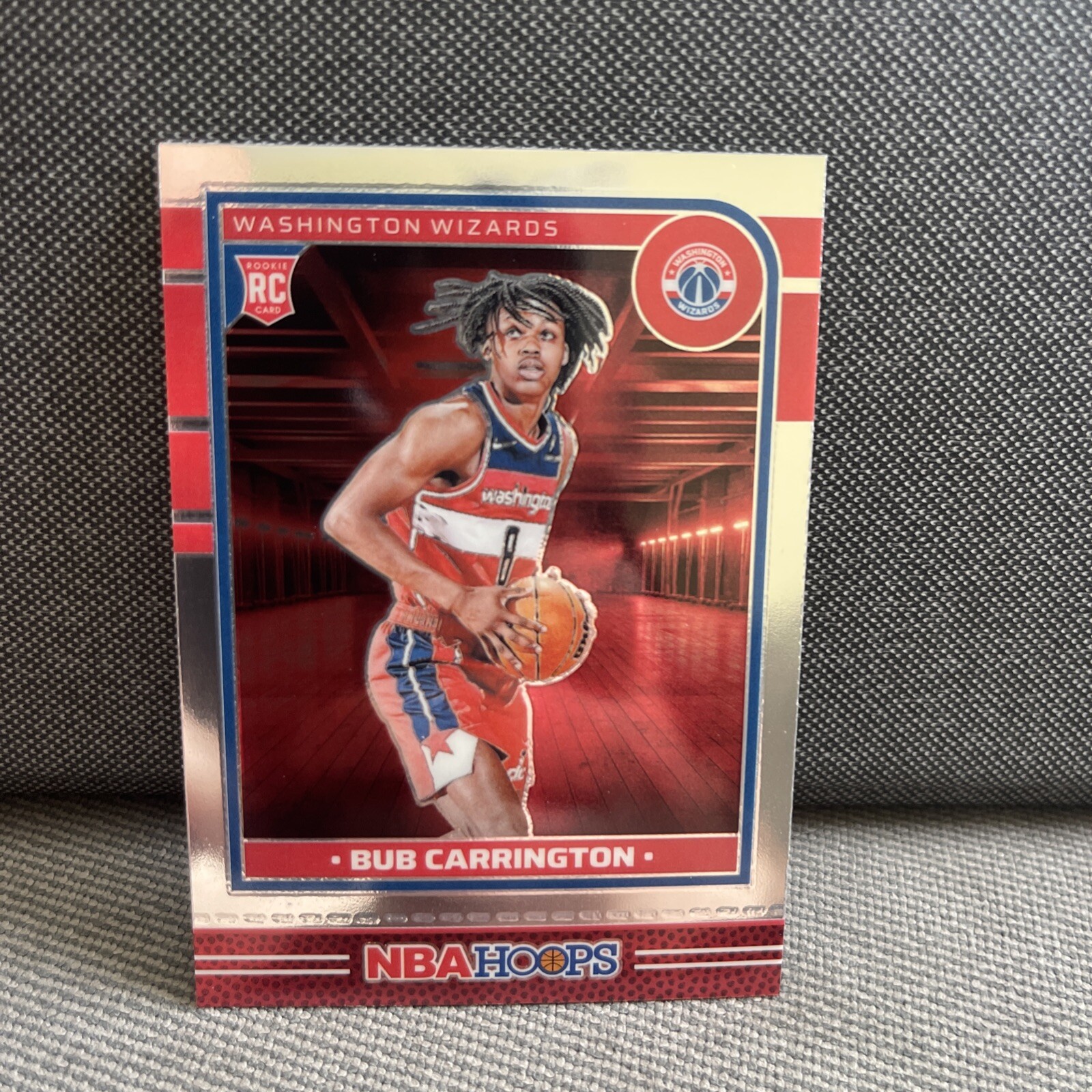 2024-25 NBA Hoops Premium Chrome RC Rookie SP #244 Bub Carrington Wizards