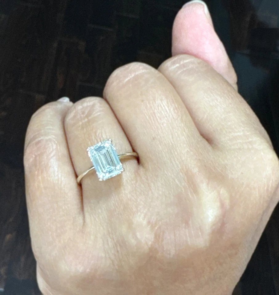 Emerald Cut Diamond Engagement Ring IGI Certified 14k Solid Yellow Gold 3.00ctw - Image 4 of 4