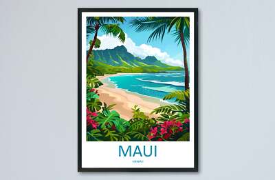 Maui Reisedruck Wandbild Maui Wandbehang Wohndeko Maui Geschenk Kunstliebhaber Haw