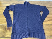 Lululemon Warm and Restore Knit Navy Turtle Neck Sweater 100 Merino Wool Size 6